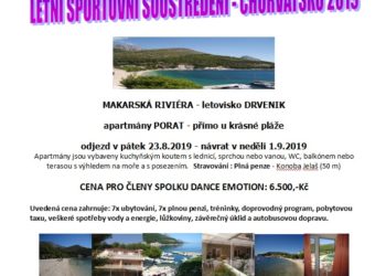 LETNÍ SPORTOVNÍ SOUSTŘEDĚNÍ CHORVATSKO 2019